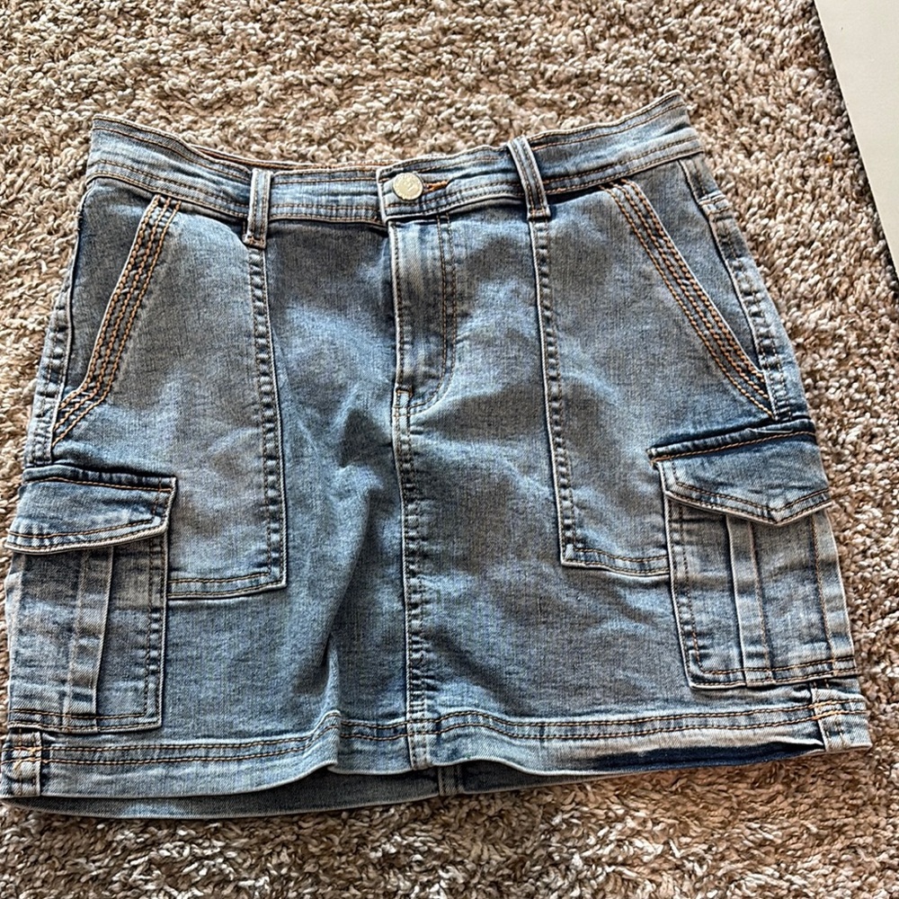 Francesca's Collections Blue Denim Cargo Skirt